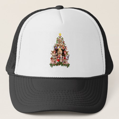 Chihuahua Dog Christmas Tree Lights Funny Xmas Dog Trucker Hat