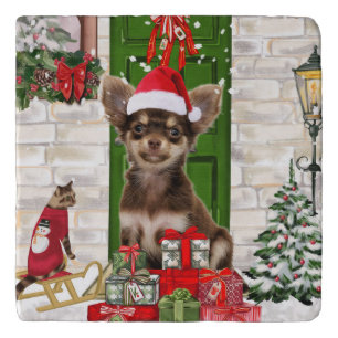 Chihuahua Dog Christmas  Trivet
