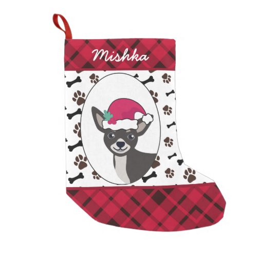 Chihuahua Dog Christmas With Custom Dog Name Small Christmas Stocking