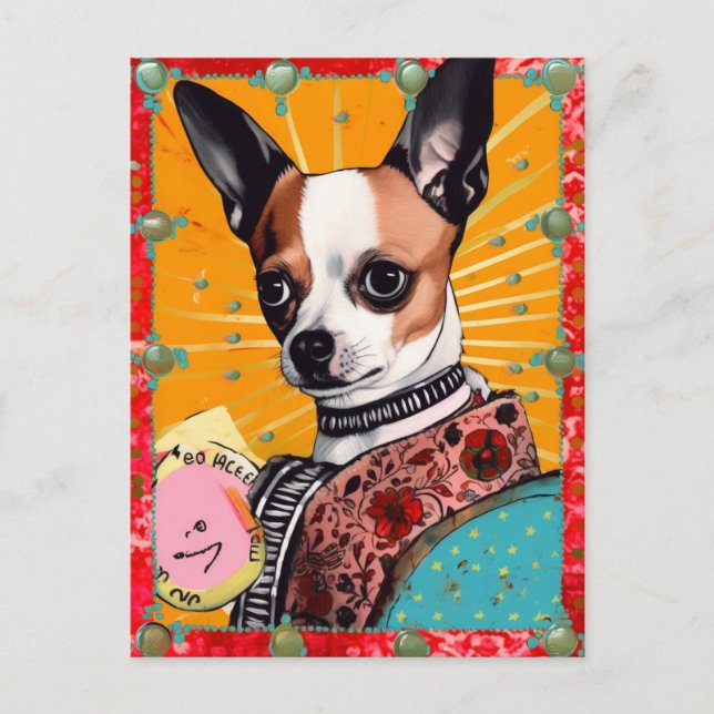 Chihuahua Dog Colorful Collage Postcard (Front)