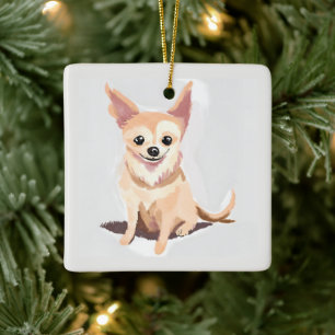 Chihuahua Dog Cute Dog Pet Puppy Watercolor Ceramic Ornament