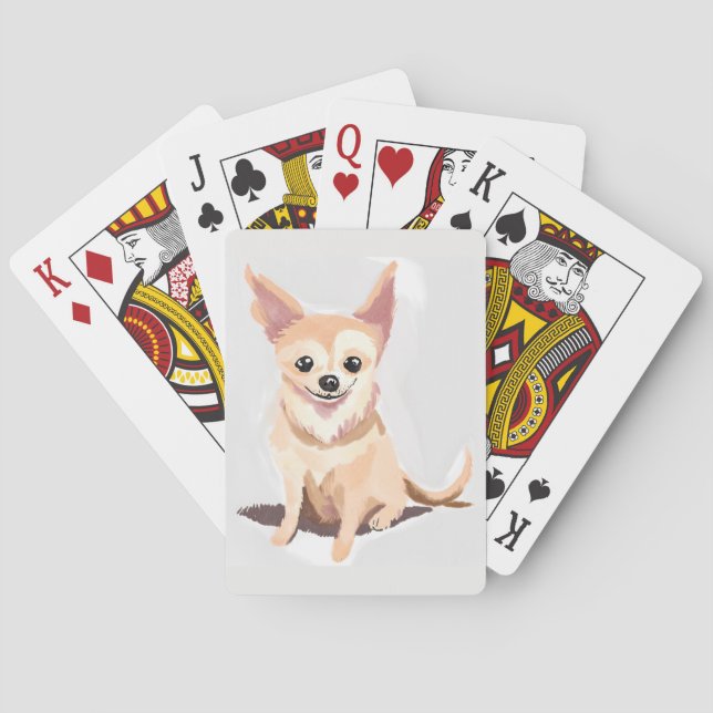 Chihuahua Dog | Cute Dog Pet Puppy Watercolor Poker Cards (Back)