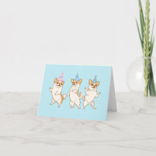 chihuahua dog dancing party happy birthday card