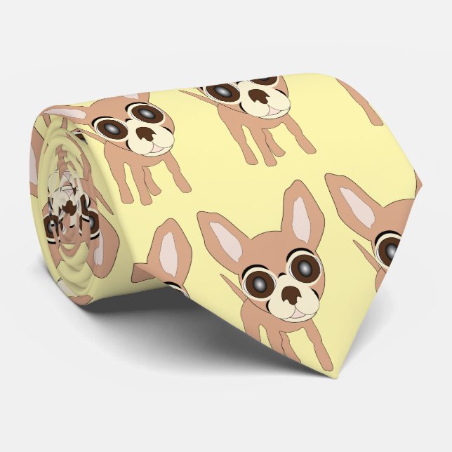 Chihuahua Dog Design Neck Tie (Rolled)