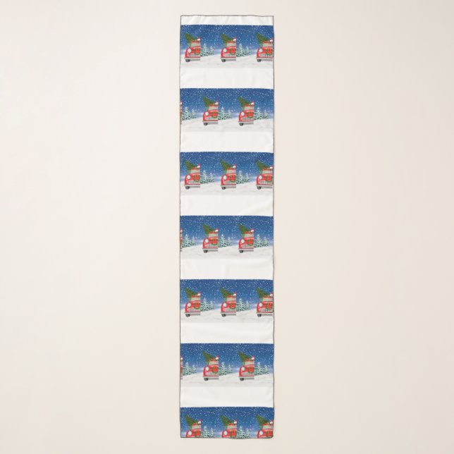  Chihuahua Dog Driving Car In Snow Christmas  Scarf (Front)