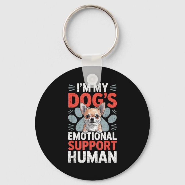 Chihuahua Dog Emotional Suprt Human  Keychain (Front)