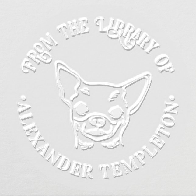 Chihuahua Dog Face “From the Library of” Book Name Embosser (Design)
