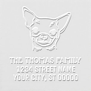 Chihuahua Dog Face Name Return Address Embosser