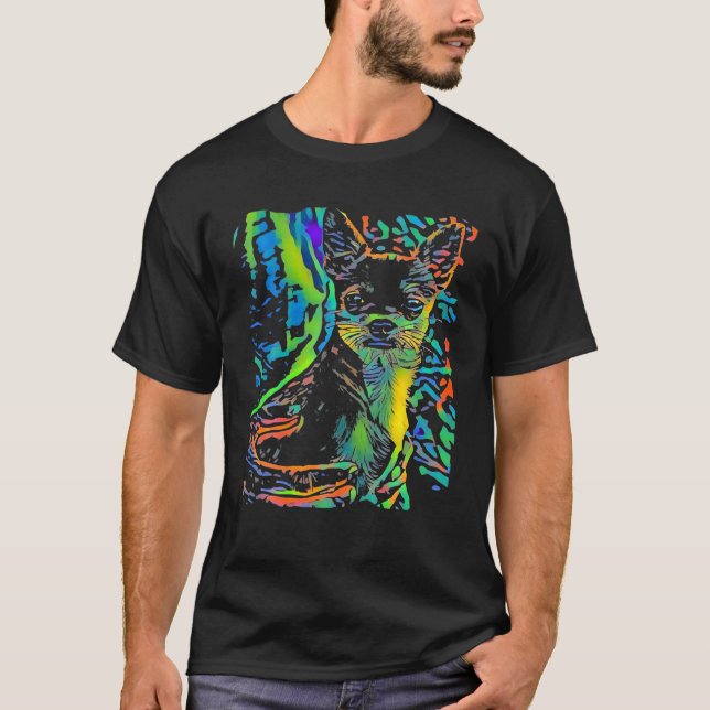 Chihuahua Dog Face Puppy Pop Art T-Shirt (Front)