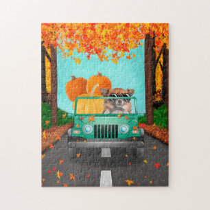 Chihuahua Dog Fall Pumpkin Jigsaw Puzzle