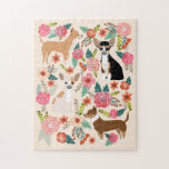 Chihuahua Dog Florals Jigsaw Puzzle<br><div class="desc">chihuahua dogs floral</div>