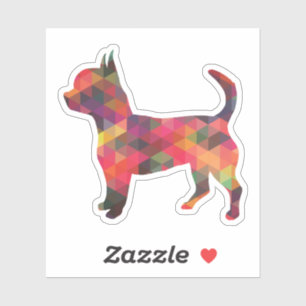 Chihuahua Dog Geometric Pattern Silhouette Multi Sticker