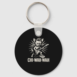 Chihuahua Dog Guitarist Wah Pedal Punk Rocker Musi Keychain