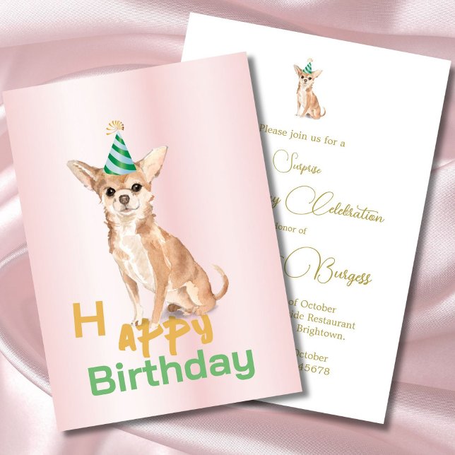 Chihuahua Dog Happy Birthday Party Invitation (Creator Uploaded)