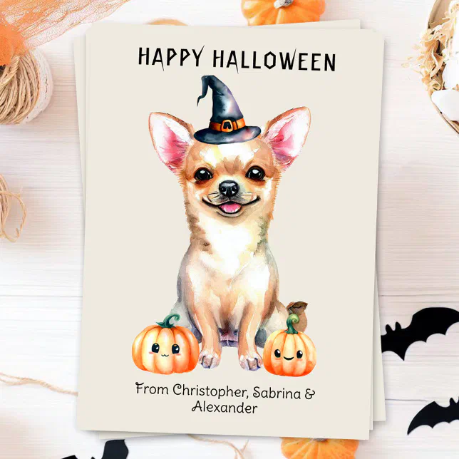Chihuahua Dog Happy Halloween Holiday Card Zazzle