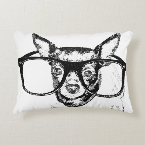 Chihuahua Dog Illustration Drawing Accent Pillow