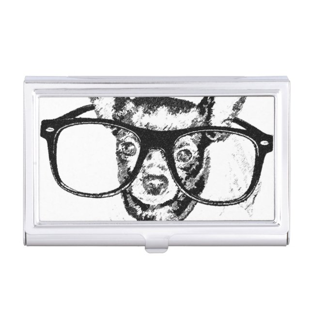 Chihuahua Dog Illustration Drawing Case For Business Cards (Front)