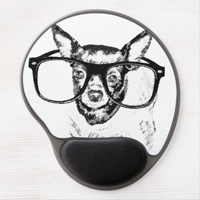 Chihuahua Dog Illustration Drawing Gel Mouse Pad (Front)
