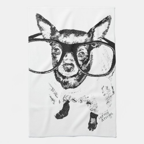 Chihuahua Dog Illustration Drawing Kitchen Towel