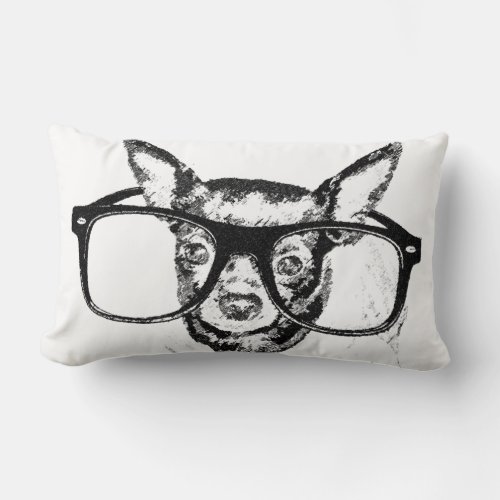 Chihuahua Dog Illustration Drawing Lumbar Pillow