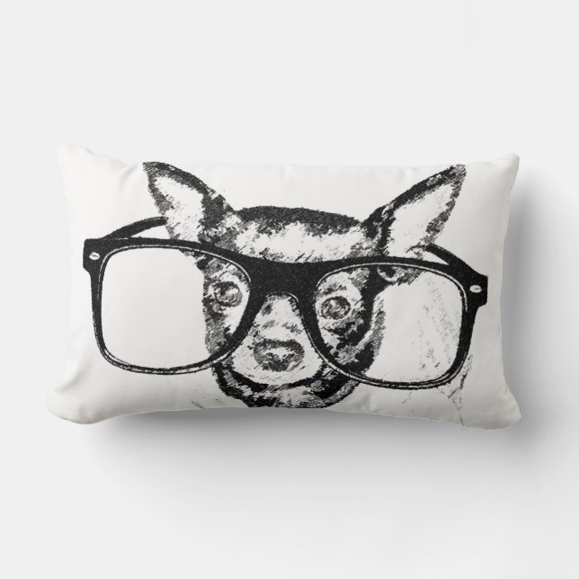 Chihuahua Dog Illustration Drawing Lumbar Pillow (Front)