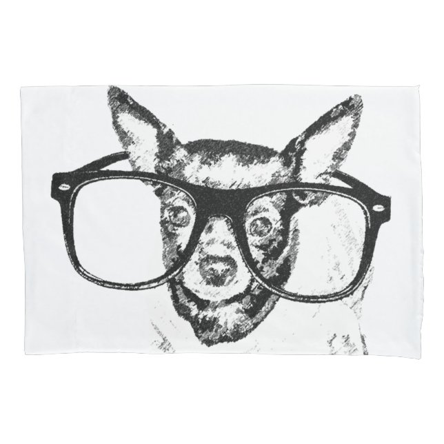 Chihuahua Dog Illustration Drawing Pillow Case (Front)