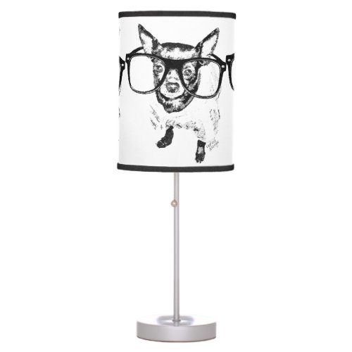 Chihuahua Dog Illustration Drawing Table Lamp