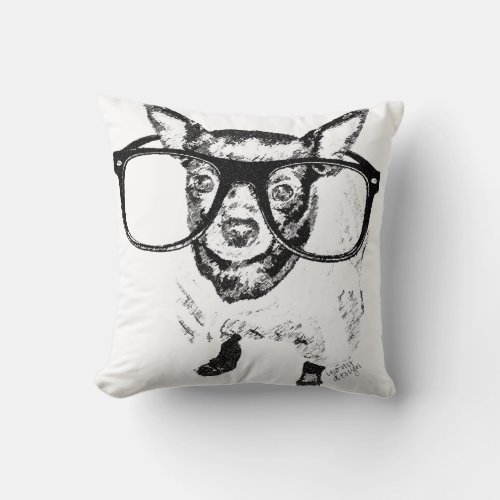 Chihuahua Dog Illustration Drawing Throw Pillow