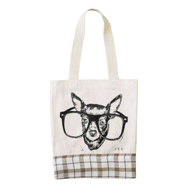 Chihuahua Dog Illustration Drawing Zazzle HEART Tote Bag (Front)