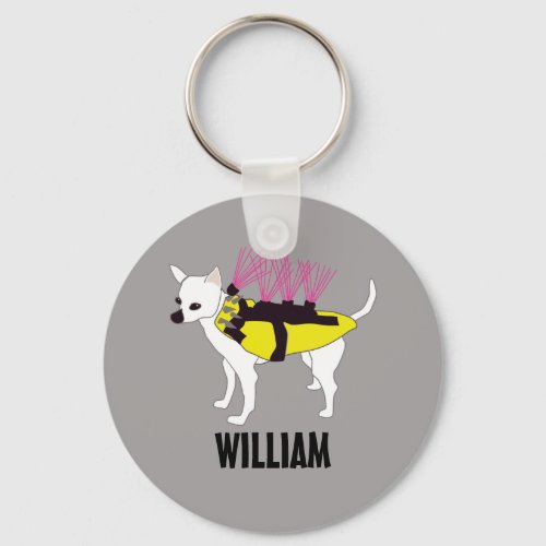 Chihuahua Dog in a Coyote Jacket Personalized Keychain