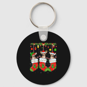 Chihuahua Dog In Christmas Socks Funny Pet Dog Lov Keychain