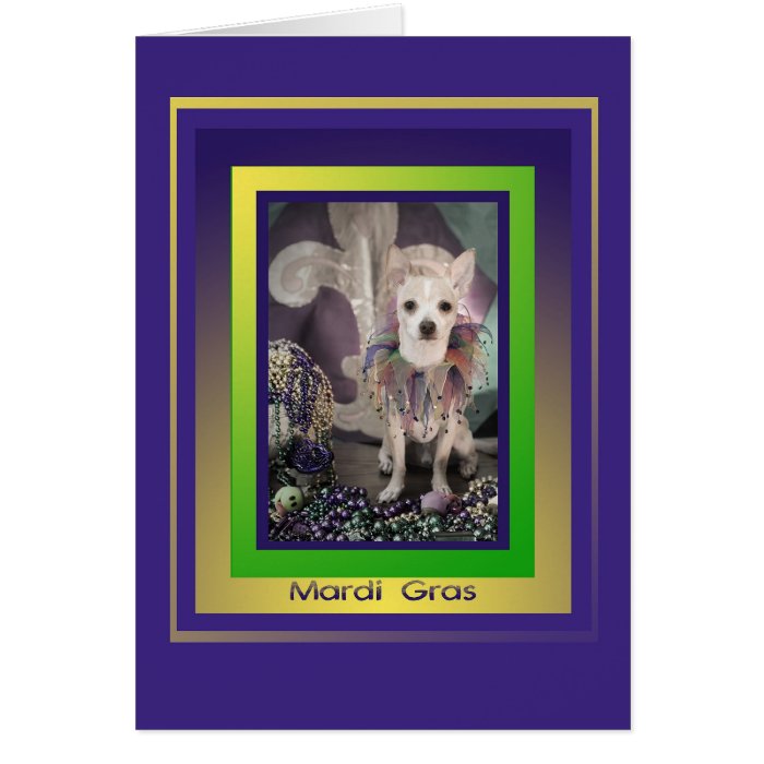Chihuahua Dog in Costume Mardi Gras Card