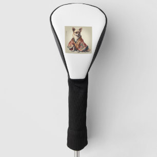 Chihuahua Dog In Japanese Kimono Robe Illustration Golf Head Cover