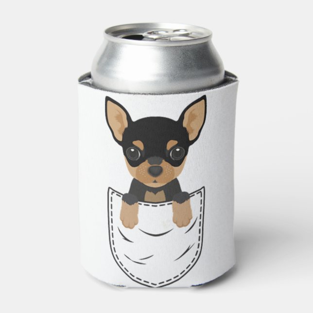 Chihuahua Dog in Pocket  Can Cooler (Can Front)