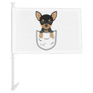 Chihuahua Dog in Pocket  Car Flag