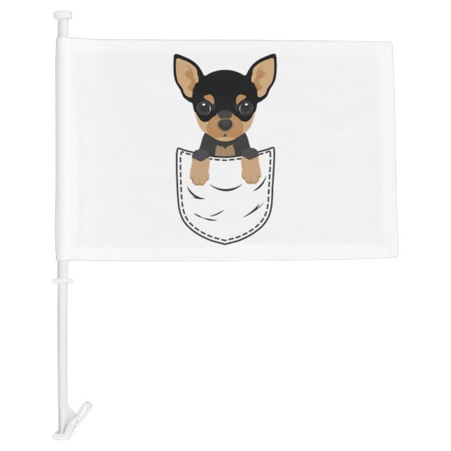 Chihuahua Dog in Pocket  Car Flag (Front)