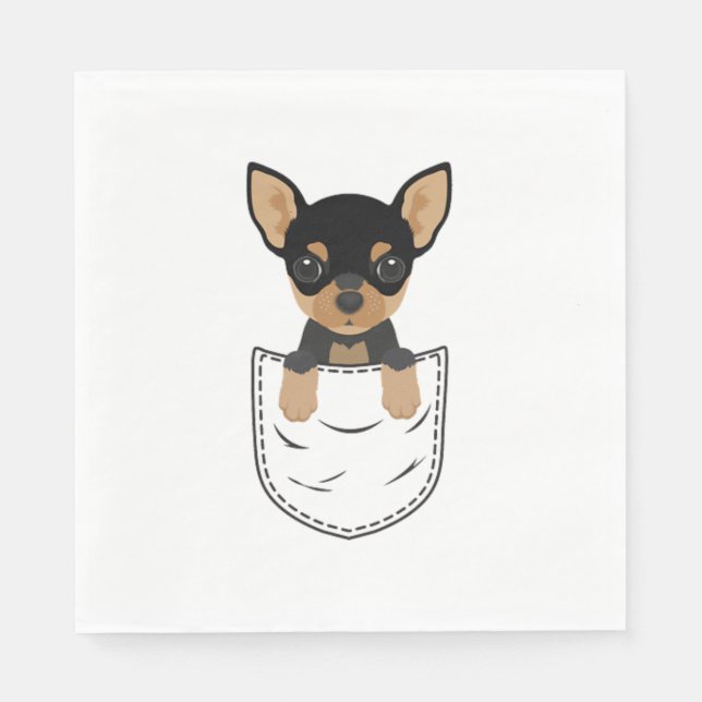 Chihuahua Dog in Pocket  Napkins (Front)