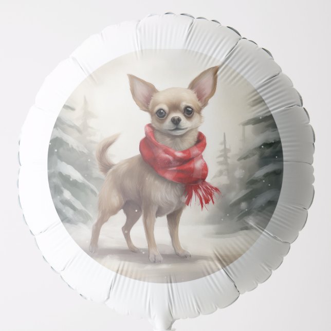 Chihuahua Dog in Snow Christmas  Balloon (Front)