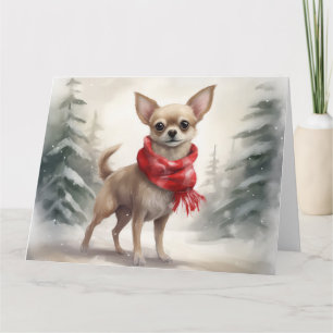 Chihuahua Dog in Snow Christmas Card