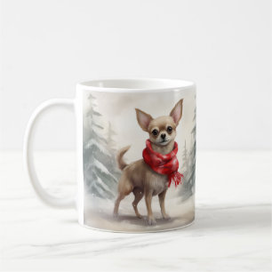 Chihuahua Dog in Snow Christmas Coffee Mug