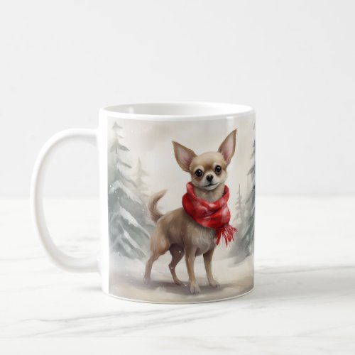 Chihuahua Dog in Snow Christmas  Coffee Mug