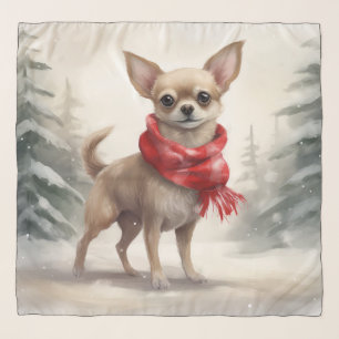 Chihuahua Dog in Snow Christmas  Scarf