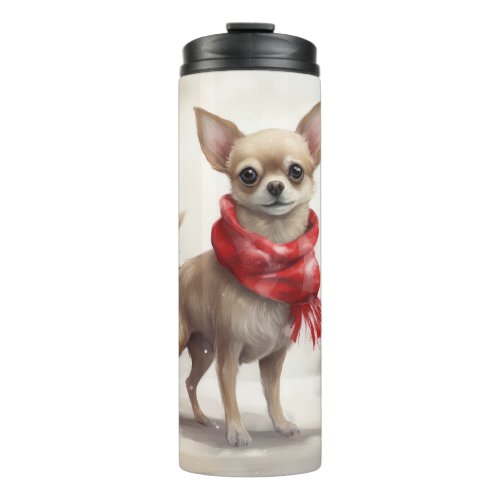 Chihuahua Dog in Snow Christmas  Thermal Tumbler