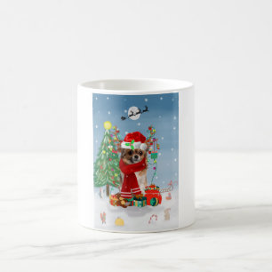 Chihuahua Dog in Snow with Christmas Gifts Coffee Mug