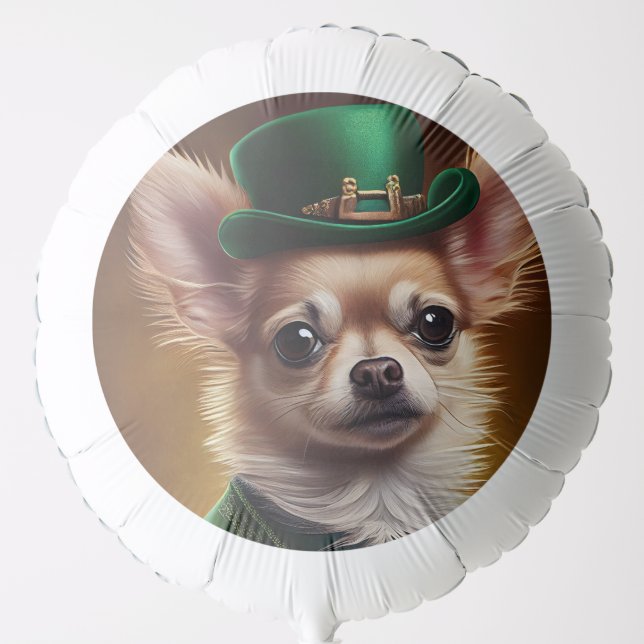Chihuahua Dog in St. Patrick's Day Dress Balloon (Front)