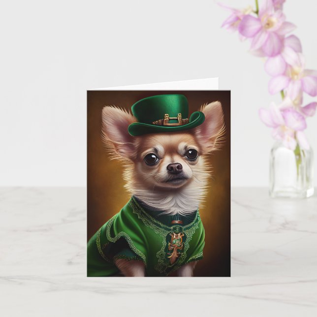 Chihuahua Dog in St. Patrick's Day Dress Card (Orchid)