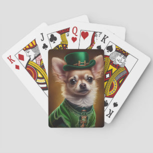 Chihuahua Dog in St. Patrick's Day Dress Poker Cards