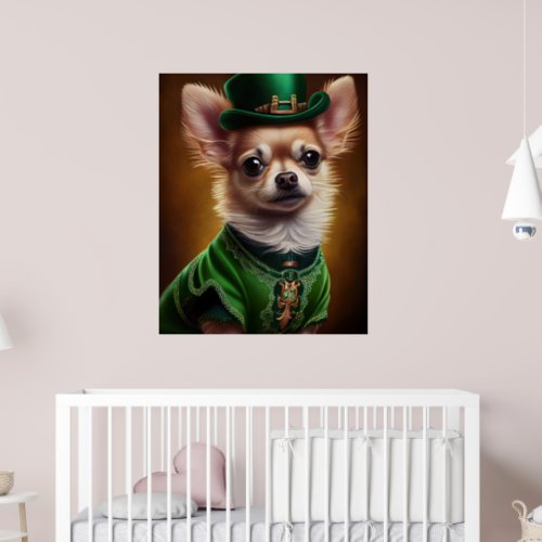 Chihuahua Dog in St Patricks Day Dress Poster