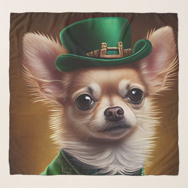 Chihuahua Dog in St. Patrick's Day Dress Scarf (Front)