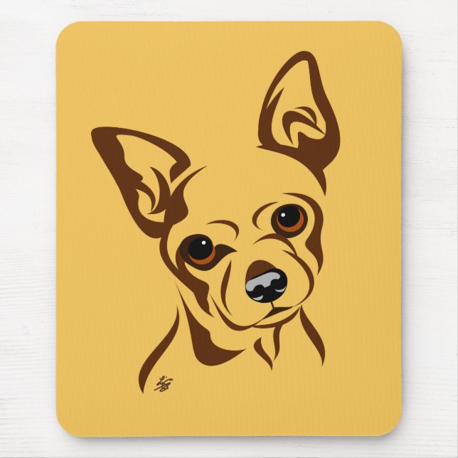 Chihuahua Dog Line Portrait Mouse Pad (Front)